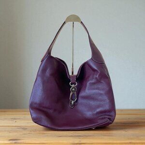 Dooney & Bourke Belvedere Logo Lock Sac Shoulder Bag Burgundy Pebble Leather